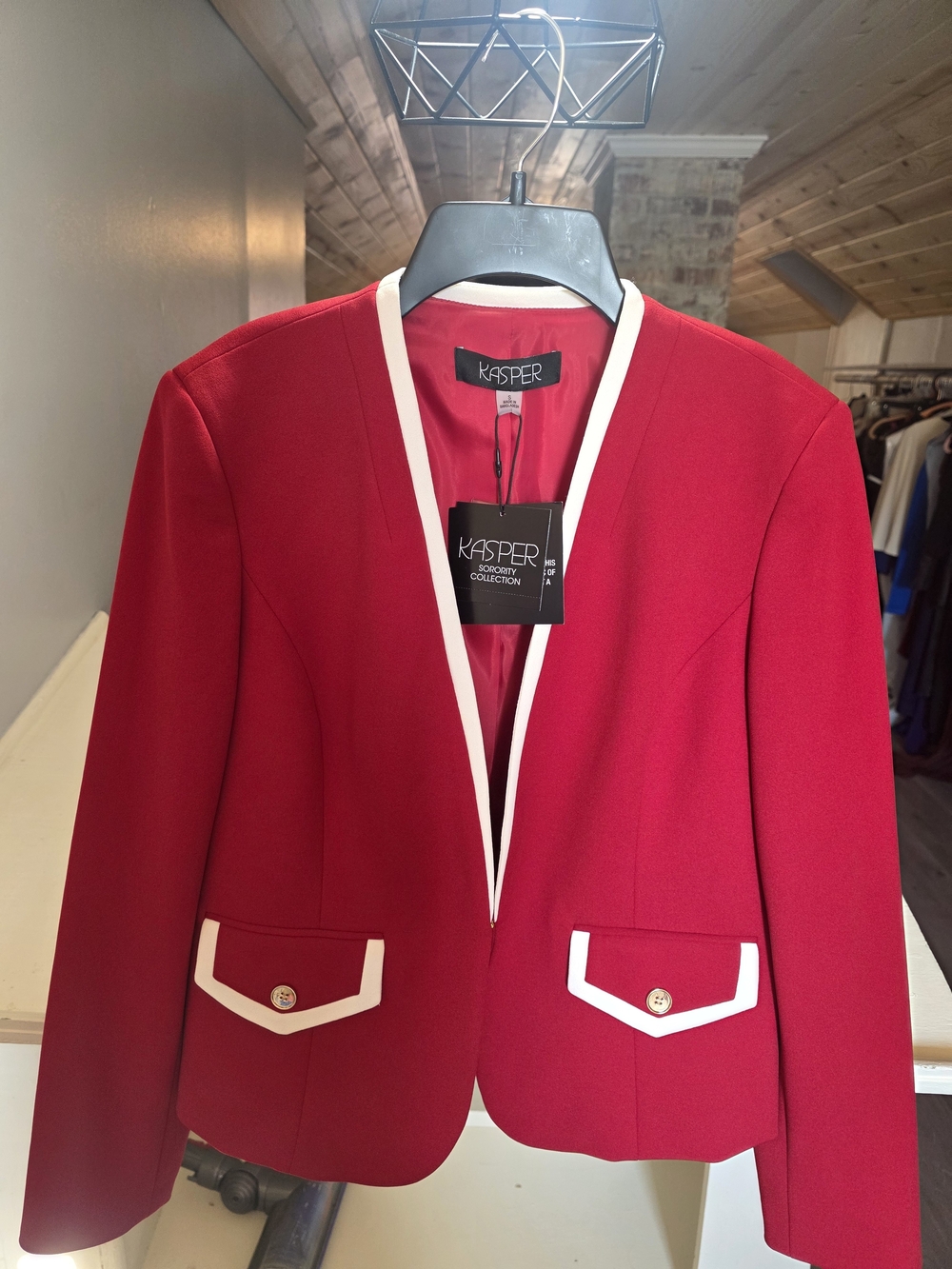Kasper Red Sorority Collection Blazer with White Trim